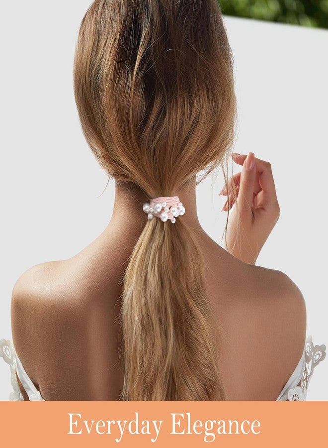 Thrymme 4 Pcs Pearl Ponytail Holder, 1.97 Inch Elastic Pearl Hair Tie Elegant Decorative Ponytail Accessories for Women & Girls (4 Colors) - Image 5